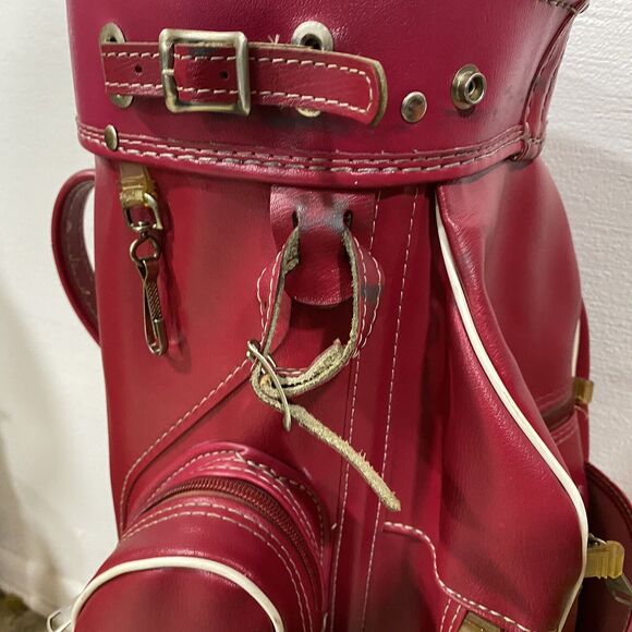 Vintage Wilson Country Club Red Golf Club Bag Made In USA RARE RED LEATHER COLOR - Picture 5 of 10